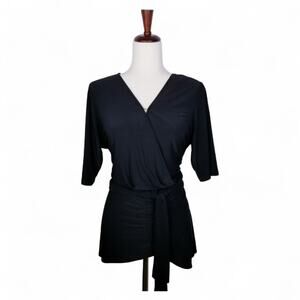 KATE & MALLORY Wrap Surplice Peplum Tie Front Knit Tie Front Top - Small
